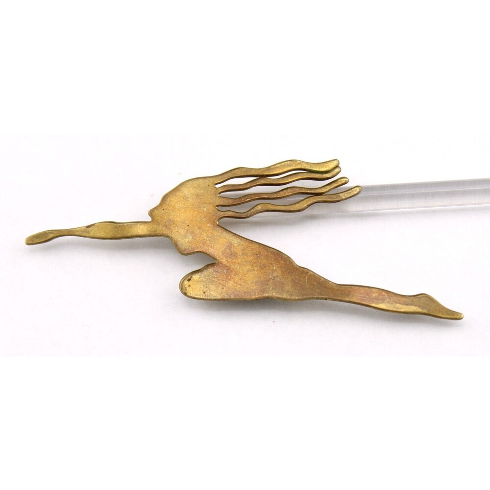 Vintage Sandy Baker Brass Gymnast Athlete Woman Brooch Pin 3.25"